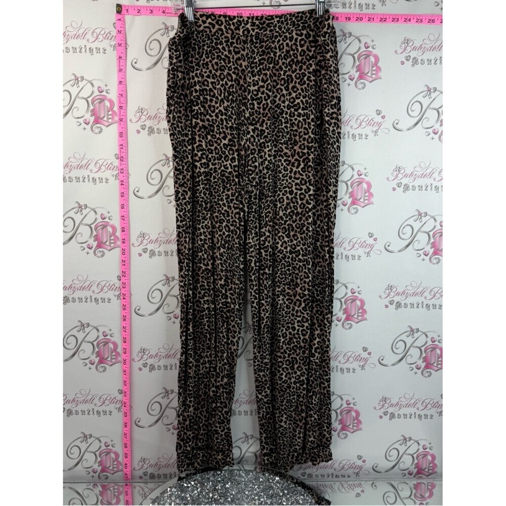 La Vie En Rose Wide Leg Pants Leopard Print Brown & Black Comfy Lightweight